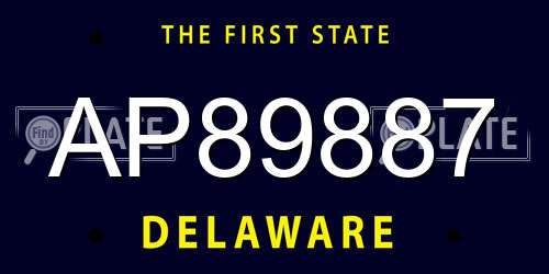 AP89887 Delaware License Plate