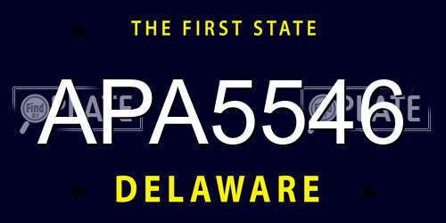 APA5546 Delaware License Plate
