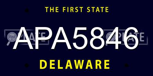 APA5846 Delaware License Plate
