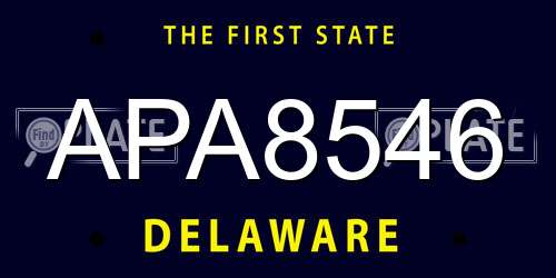 APA8546 Delaware License Plate