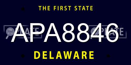 APA8846 Delaware License Plate
