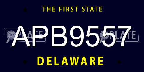 APB9557 Delaware License Plate