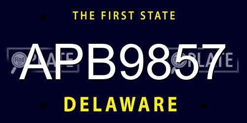 APB9857 Delaware License Plate