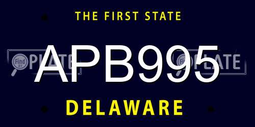 APB995 Delaware License Plate