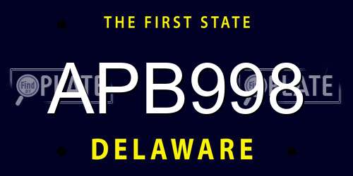 APB998 Delaware License Plate