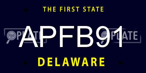 APFB91 Delaware License Plate