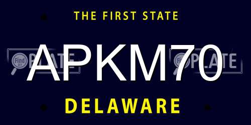 APKM70 Delaware License Plate