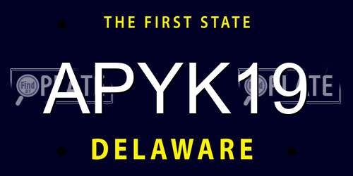 APYK19 Delaware License Plate