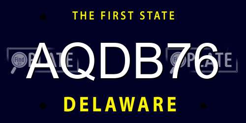 AQDB76 Delaware License Plate