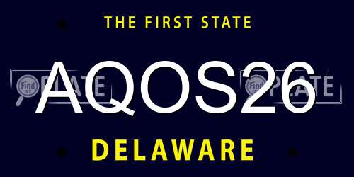 AQOS26 Delaware License Plate