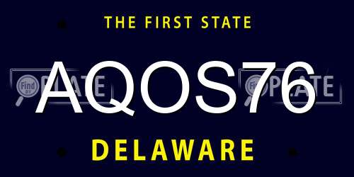AQOS76 Delaware License Plate