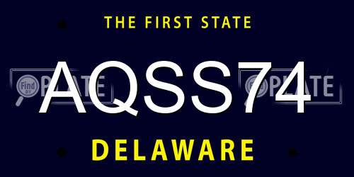 AQSS74 Delaware License Plate