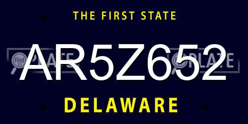 AR5Z652 Delaware License Plate