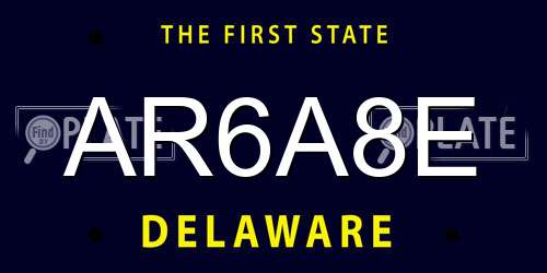 AR6A8E Delaware License Plate