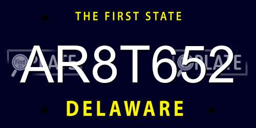 AR8T652 Delaware License Plate