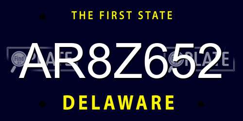 AR8Z652 Delaware License Plate