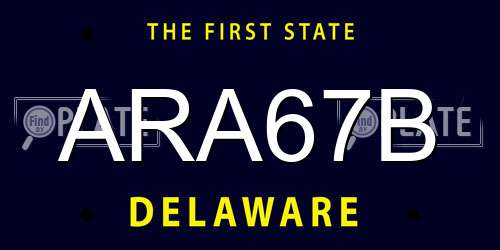 ARA67B Delaware License Plate
