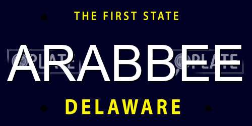 ARABBEE Delaware License Plate