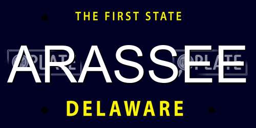 ARASSEE Delaware License Plate