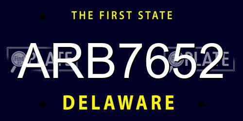 ARB7652 Delaware License Plate