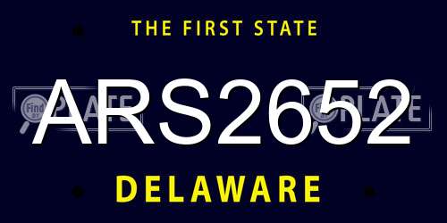 ARS2652 Delaware License Plate