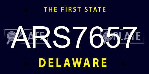 ARS7657 Delaware License Plate