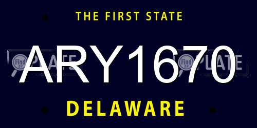 ARY1670 Delaware License Plate