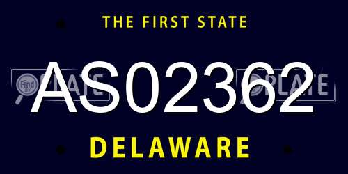 AS02362 Delaware License Plate