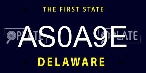 AS0A9E Delaware License Plate