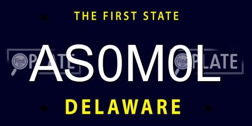 AS0M0L Delaware License Plate