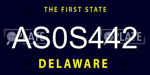 AS0S442 Delaware License Plate