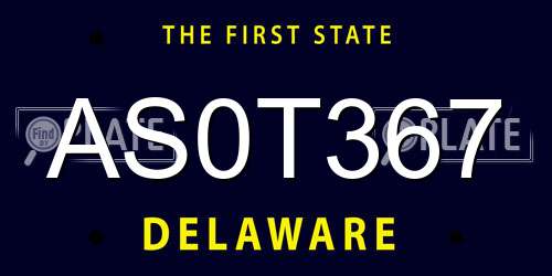 AS0T367 Delaware License Plate
