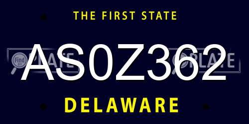 AS0Z362 Delaware License Plate