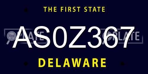 AS0Z367 Delaware License Plate