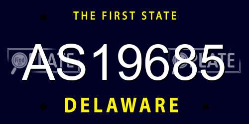 AS19685 Delaware License Plate