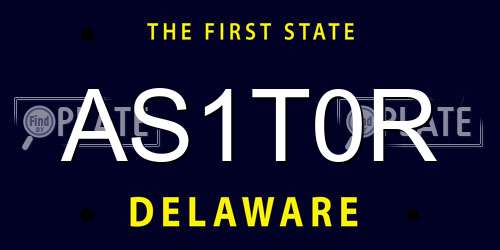 AS1T0R Delaware License Plate