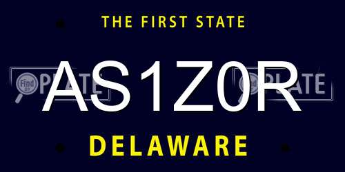 AS1Z0R Delaware License Plate