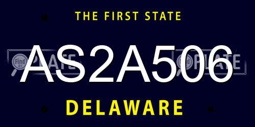AS2A506 Delaware License Plate