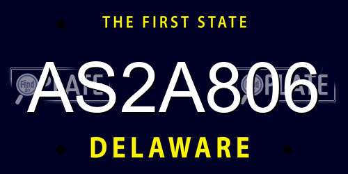 AS2A806 Delaware License Plate