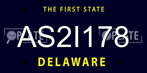 AS2I178 Delaware License Plate