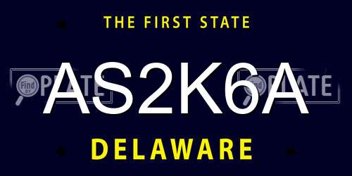 AS2K6A Delaware License Plate