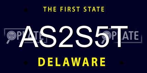 AS2S5T Delaware License Plate