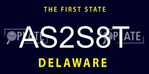 AS2S8T Delaware License Plate