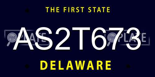 AS2T673 Delaware License Plate