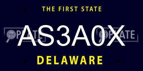 AS3A0X Delaware License Plate