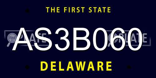 AS3B060 Delaware License Plate