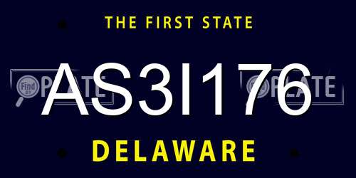 AS3I176 Delaware License Plate