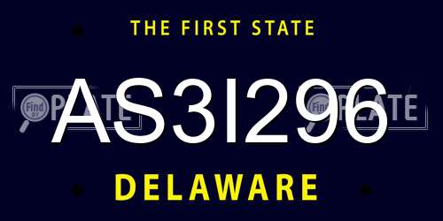 AS3I296 Delaware License Plate