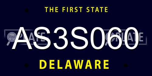 AS3S060 Delaware License Plate