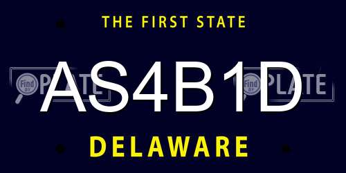 AS4B1D Delaware License Plate